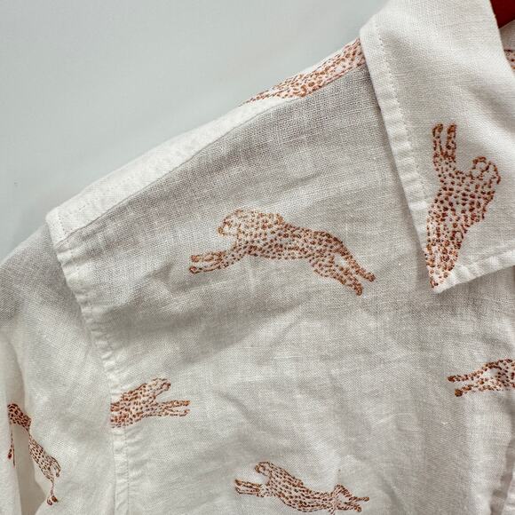 RAILS Charli Golden Cheetah Linen Blend Button Down // XS - Picture 8 of 13
